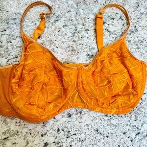 Ashley Stewart bra size 42D sexy lace orange Excellent condition